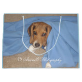 愛らしいビーグルの子犬の大きな抱き枕 ラージペーパーバッグ (正面)