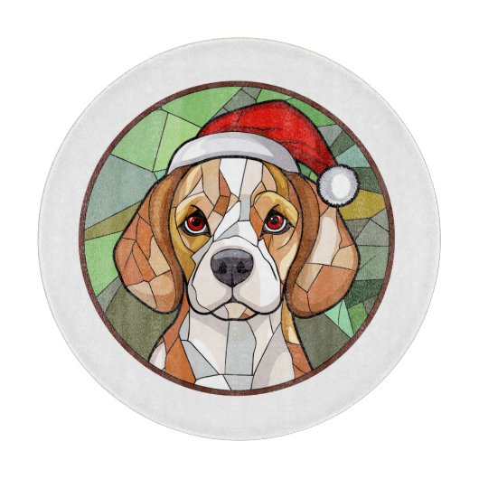 愛らしいビーグルクリスマス カッティングボード (正面)