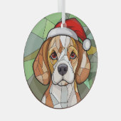 愛らしいビーグルクリスマス ガラスオーナメント (正面右)