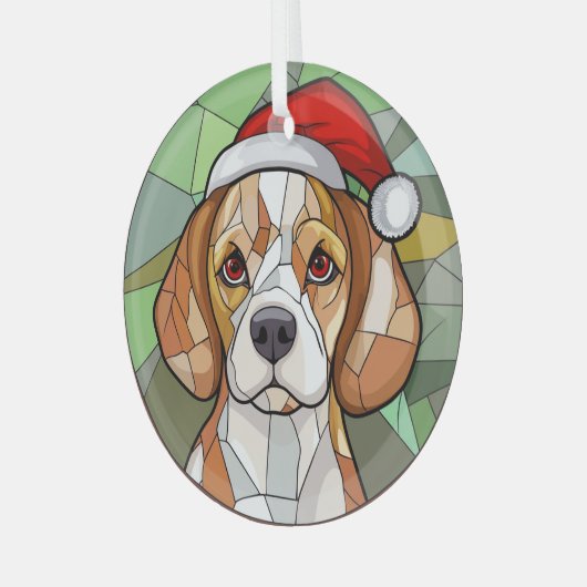 愛らしいビーグルクリスマス ガラスオーナメント (正面左)