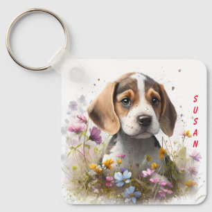 愛らしいビーグル子犬 キーホルダー
