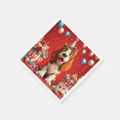 愛らしいビーグル祝ドッグ誕生日 スタンダードカクテルナプキン (角)