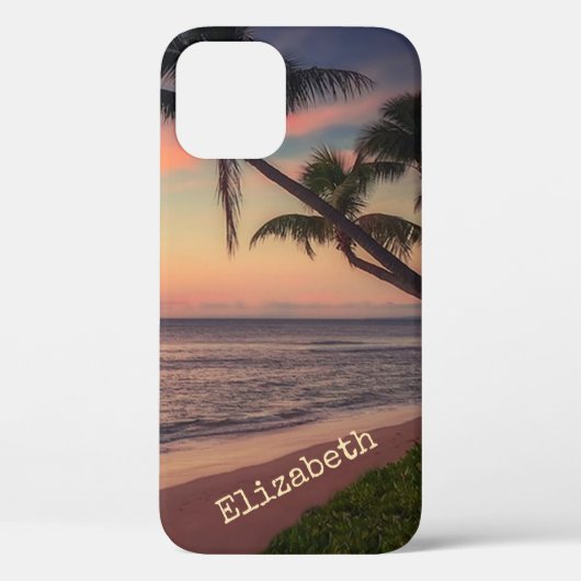 愛らしいビーチの夕日とヤシの木 Case-Mate iPhoneケース (裏面)