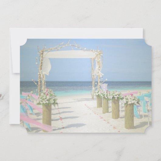 愛らしいビーチアーバーフローラ結婚式招待状 招待状 (裏面)