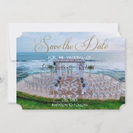 愛らしいビーチウェディング フラワーパビリオン Save The Date セーブザデート