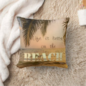 愛らしいビーチサンセットパーム クッション (ブランケット)