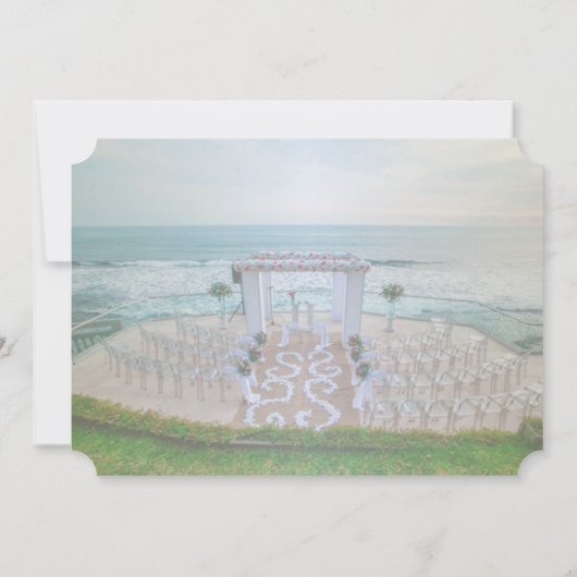 愛らしいビーチ結婚式、フローラアーバー日付を保存 セーブザデート (裏面)