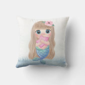 愛らしいビーチ、シーシェル、ベビーマーメイド クッション (裏面)