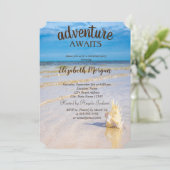 愛らしいビーチ、波、船酔い退職パーティー 招待状 (スタンド正面)