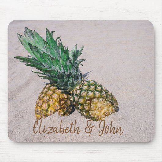 愛らしいビーチ，砂，パイナップルパーソナライズされた- マウスパッド (正面)