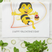 愛らしいビー峰バレンタインデーのビーアニメ キッチンタオル (折り畳み)