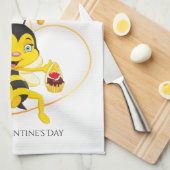 愛らしいビー峰バレンタインデーのビーアニメ キッチンタオル (四つ折り)