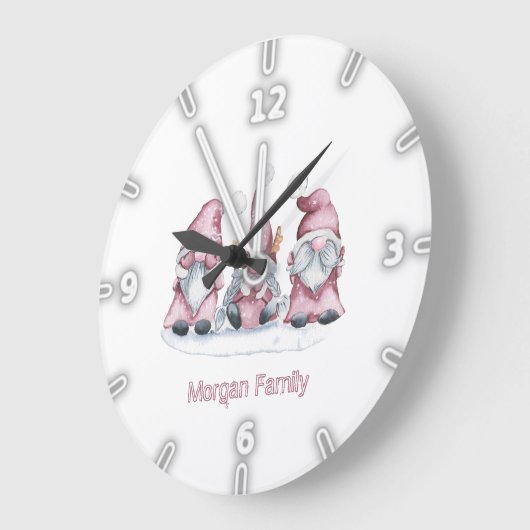 愛らしいピお洒落ンク格言クリスマス ラージ壁時計 (傾斜)