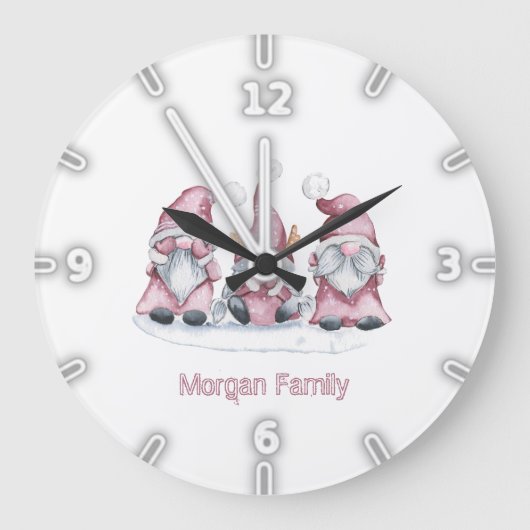 愛らしいピお洒落ンク格言クリスマス ラージ壁時計 (正面)