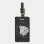 愛らしいピットブルのチョークのスケッチ ラゲッジタグ (正面縦)