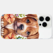 愛らしいピットブルの子犬と花 Case-Mate iPhoneケース (裏面 (横))