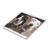 愛らしいピットブルの子犬 タイル (側面)