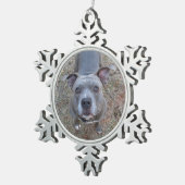 愛らしいピットブルクリスマスオーナメント スノーフレークピューターオーナメント (右)