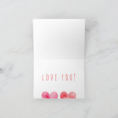 愛らしいピンクと赤の水彩ハート柄 サンキューカード (内部)