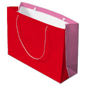 愛らしいピンクと赤の色のブロックバラ ラージペーパーバッグ (裏面アングル)