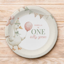 愛らしいピンクのいたずらガチョウ 1歳の誕生日パーティー