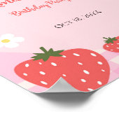 愛らしいピンクのイチゴ誕生日 ポスター (角)