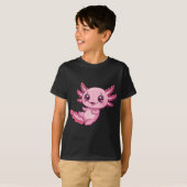 愛らしいピンクのウーパールーパー キッズTシャツ Tシャツ (正面フル)