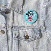 愛らしいピンクのキャラクター豚の誕生日 缶バッジ (インサイチュ)