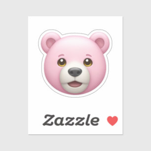 愛らしいピンクのクマ絵文字 シール