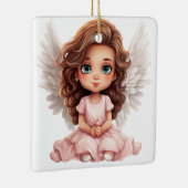 愛らしいピンクのクリスマスエンジェルを作成 セラミックオーナメント (右)