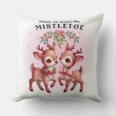 愛らしいピンクのクリスマスホリデートナディースロー クッション (正面)