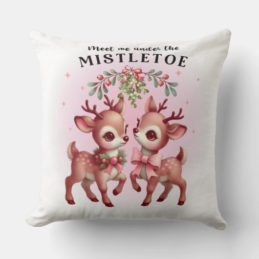 愛らしいピンクのクリスマスホリデートナディースロー クッション (正面)