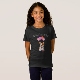 愛らしいピンクのコーギーの誕生日クルー Tシャツ