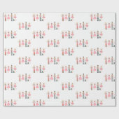 愛らしいピンクのナツクラッカークリスマスホリデーギフト ラッピングペーパー (フラット)