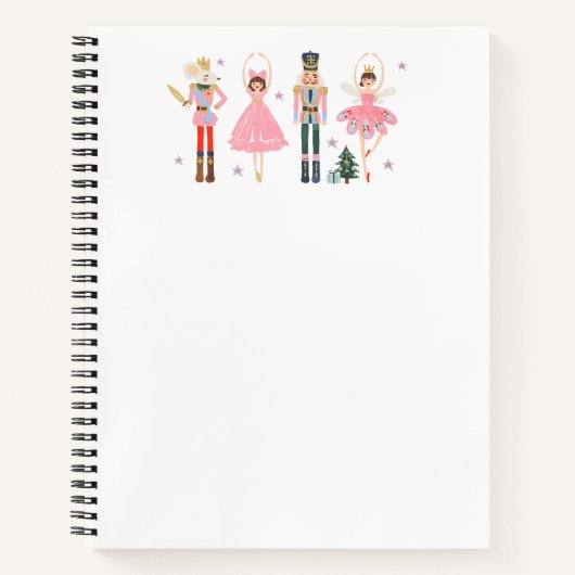 愛らしいピンクのナツクラッカークリスマスホリデー ノートブック (正面)