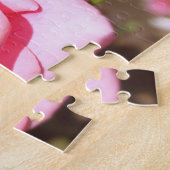 愛らしいピンクのバラの花と甘いハート ジグソーパズル (側面)