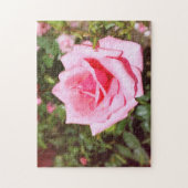 愛らしいピンクのバラの花と甘いハート ジグソーパズル (縦)