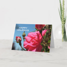 愛らしいピンクのバラの花の幸せな休日 シーズンカード