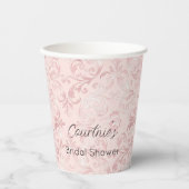 愛らしいピンクのバラ色のパール ブライダルシャワー 紙コップ (正面)