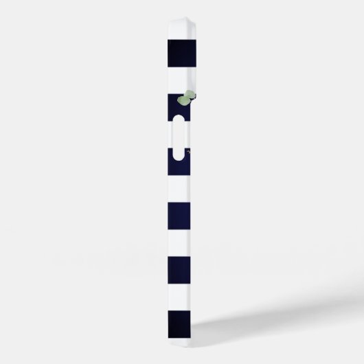 愛らしいピンクのバラ ネイビーブルーのストライプ Case-Mate iPhoneケース (裏面 / 右)