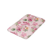 愛らしいピンクのフラミンゴとエキゾチックな花 バスマット (アングル)