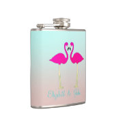 愛らしいピンクのフラミンゴパーソナライズされたス フラスク (右)