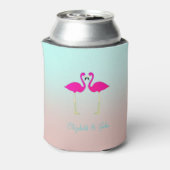 愛らしいピンクのフラミンゴパーソナライズされたス 缶クーラー (缶裏面)