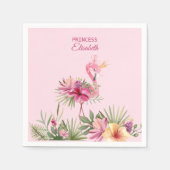 愛らしいピンクのフラミンゴ スタンダードカクテルナプキン (正面)