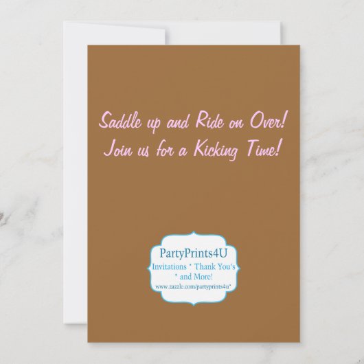 愛らしいピンクのブロンド女性のカーボーイ誕生パーティー招待状 招待状 (裏面)