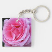 愛らしいピンクのローズアクリルキーチェーン キーホルダー (裏面)