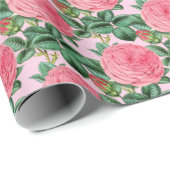 愛らしいピンクのヴィンテージバラの切り離しまたはギフト ラッピングペーパー (ロールコーナー)