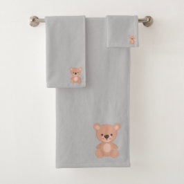 愛らしいピンクの人形の灰色の子供 バスタオルセット