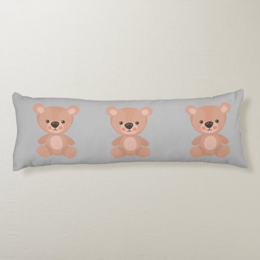 愛らしいピンクの人形の灰色の子供 ボディピロー (裏面)