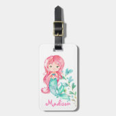 愛らしいピンクの人魚ガールズラゲッジタグ ラゲッジタグ (正面縦)
